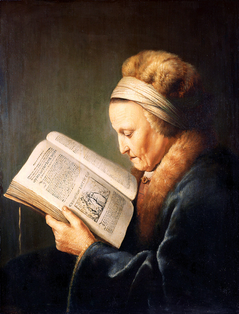 Retrato madre de Rembrandt, Anciana leyendo la Biblia, Gerrit Dou, h 1630